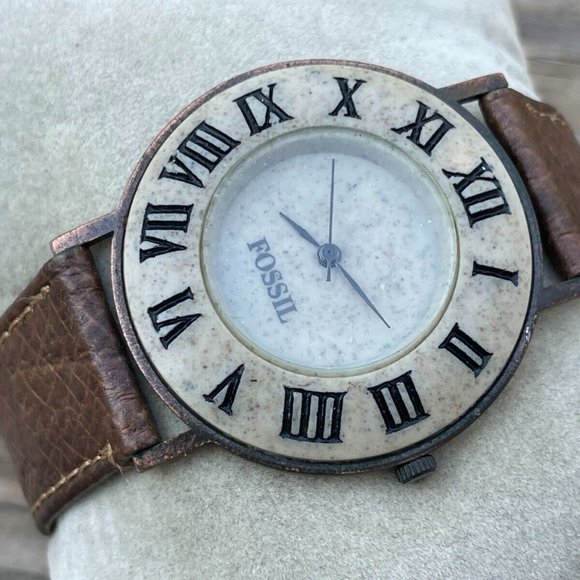 Fossil Other - Rare Vintage Fossil Wrist Watch Brown Leather Band Analog